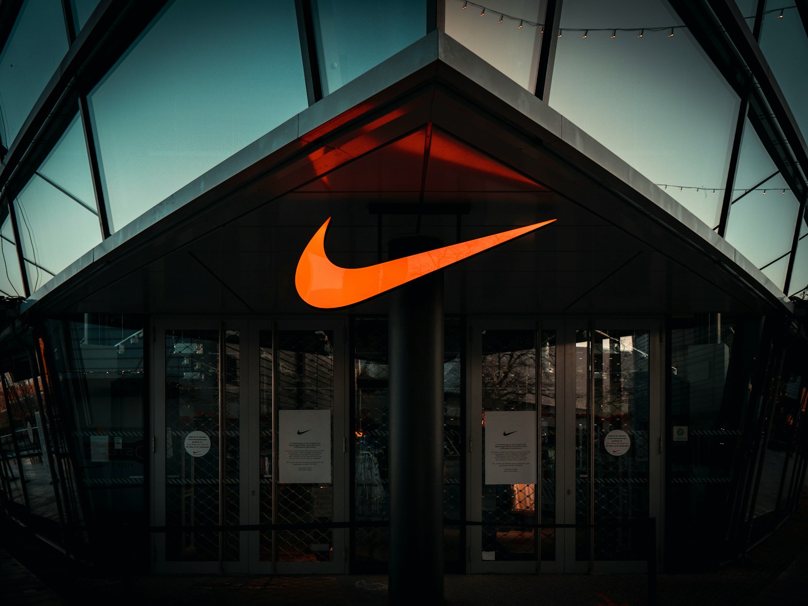 a building with a sign that says nike on it