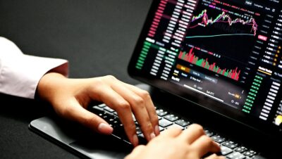 person using black laptop computer